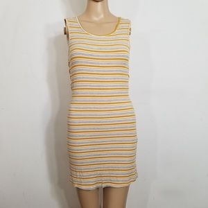 Kendall & Kylie- Yellow & Gray Stripe Knit Dress S